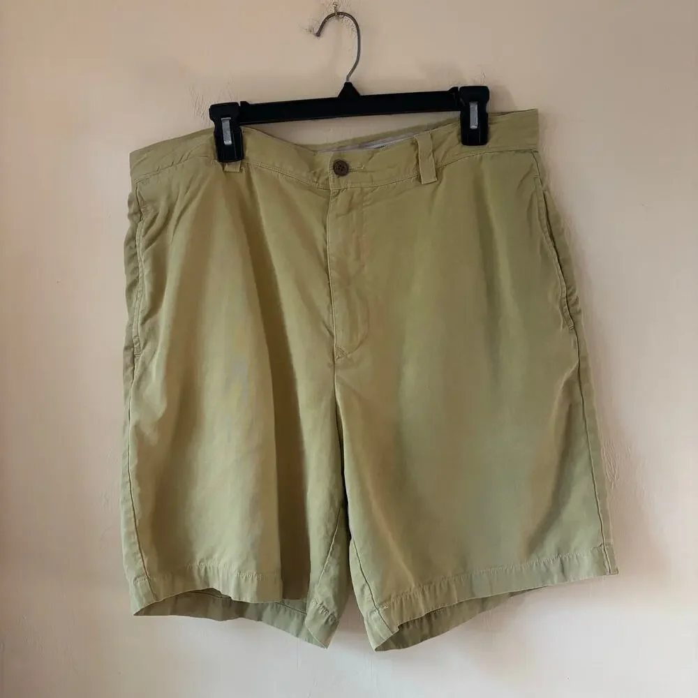 Tommy Bahama Men’s Shorts 36 Silk Linen Olive Green Casual Summer Flat Front
